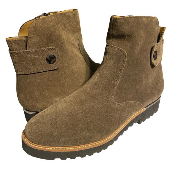 FRANCO SARTO 8M Brown Suede Leather Booties L-Chevelle Side Zip Boots READ - Picture 1 of 15